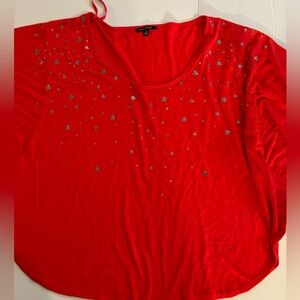 NWT Chaus red xl shirt with star embellishments